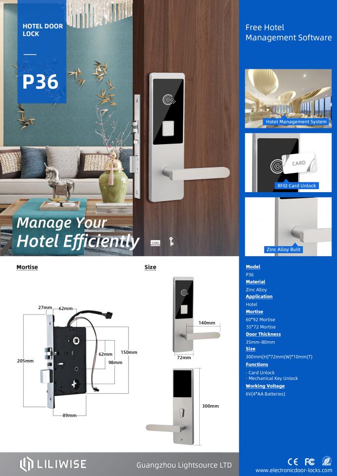 RFID 인식기 키 카드 독자 호텔 도어 록 / 보안상 전자적 자기 록 0