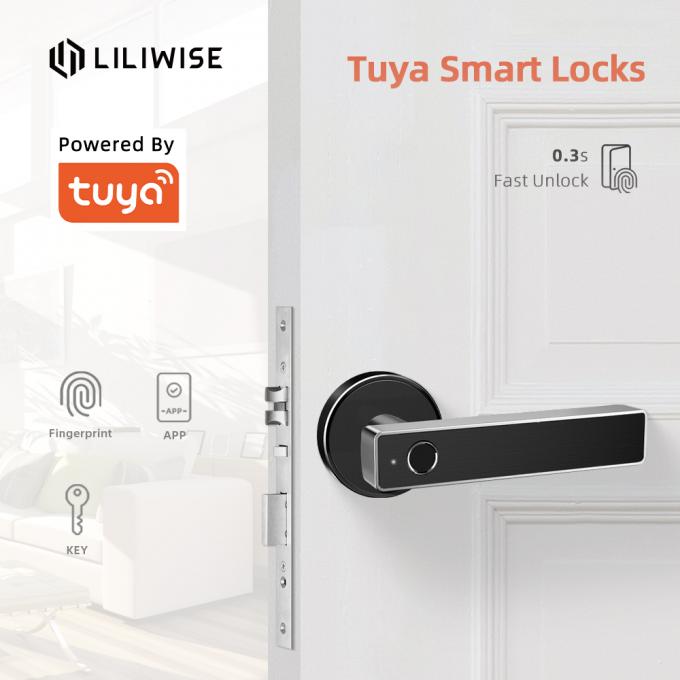 Tuya 와이파이 App Bluetooth 자물쇠 생물 측정 지문 문 손잡이 디지털 방식으로 열쇠가 없는 똑똑한 자물쇠 0