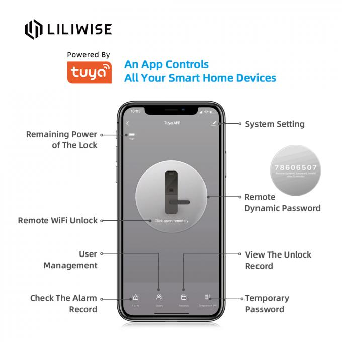 Tuya 와이파이 App Bluetooth 자물쇠 생물 측정 지문 문 손잡이 디지털 방식으로 열쇠가 없는 똑똑한 자물쇠 1