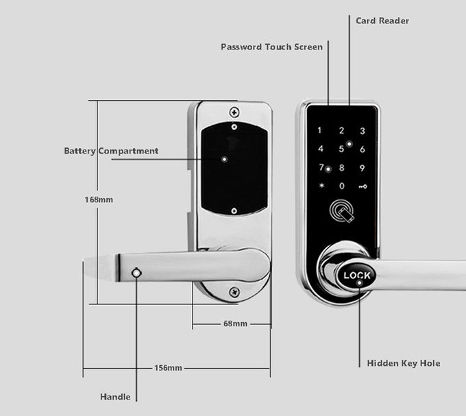 가정 주거 168mm * 68mm를 위한 아연 합금 App Bluetooth 자물쇠 2