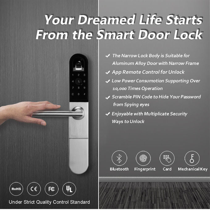똑똑한 자물쇠 문 아연 합금 App 통제 미닫이 문을 위한 똑똑한 알루미늄 자물쇠 0