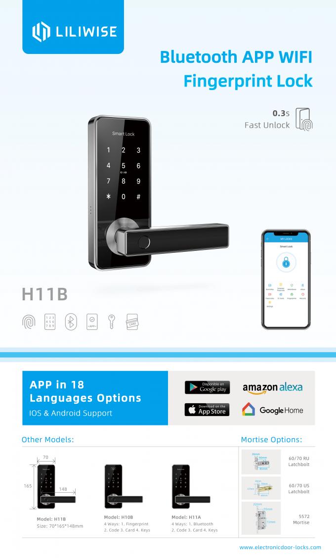 주거 전자 자물쇠, 와이파이 디지털 방식으로 안전한 터치스크린 지문 래치 문 손잡이 자물쇠 1