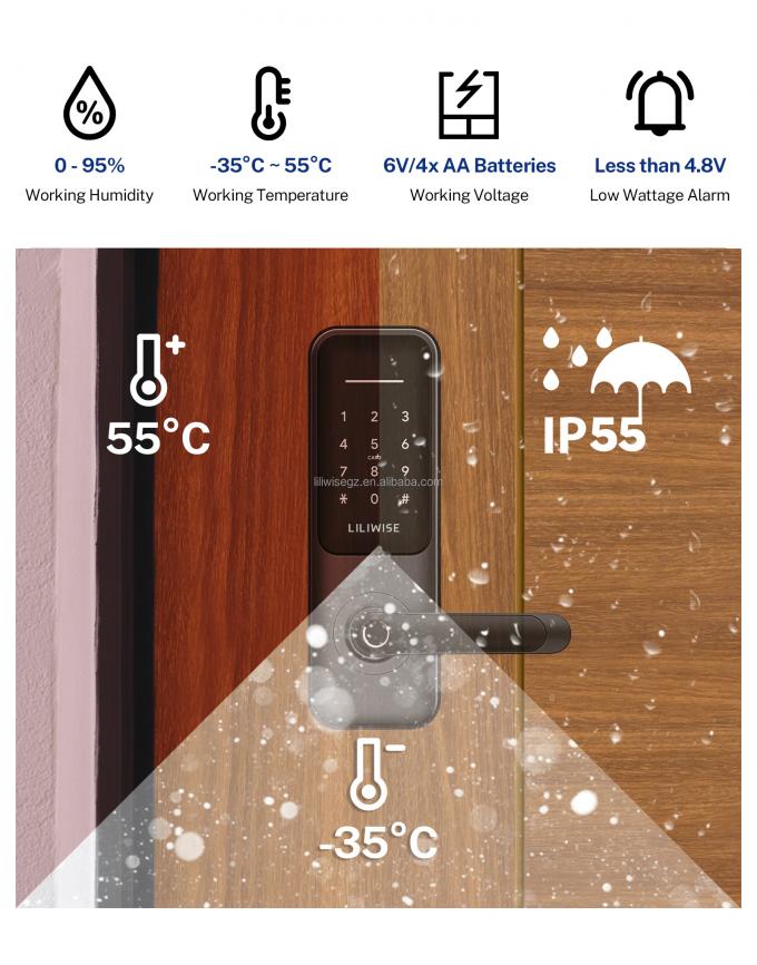 손자문과 키패드를 가진 Tuya WiFi BLE 스마트 도어 잠금 3