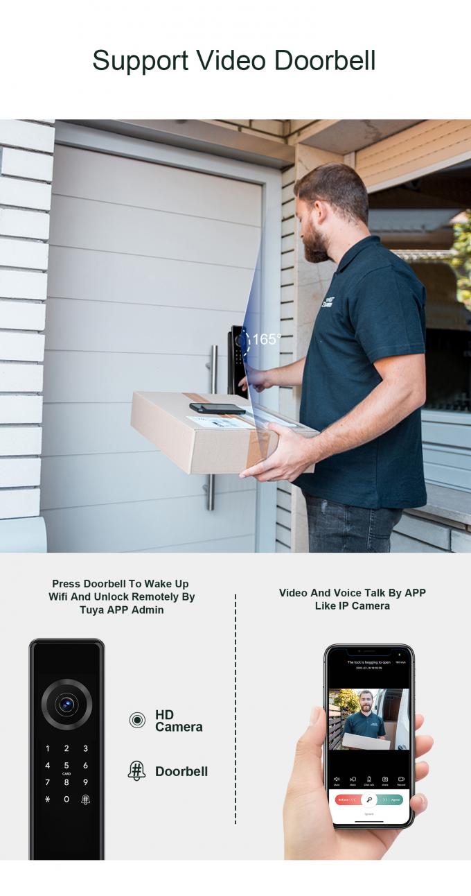 릴리위즈 투야 트락 세라두라스 일렉트리스 와이파이 지문 디지털 카메라 스마트 도어 잠금 카메라 8