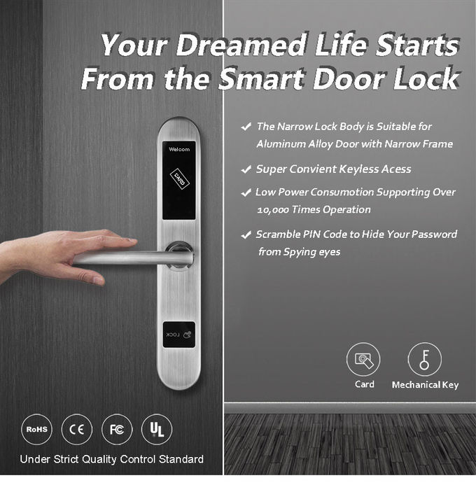 알루미늄 미닫이 문 자물쇠 스마트 카드 열쇠는 20% ~ 90% 작동 습도를 자물쇠로 엽니다 0